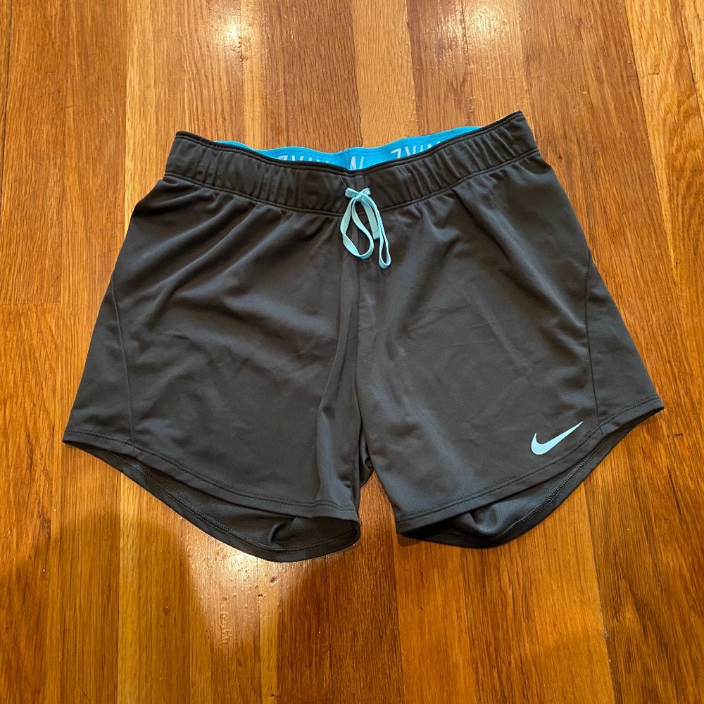 Nike Dri-Fit Ladies Gray/Teal Running Sports Shorts Size S